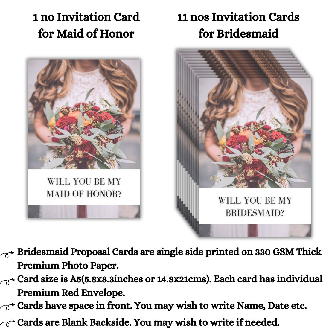 Bridesmaid Proposal Invitation Cards 5.8x8.3inch | Wedding Invite