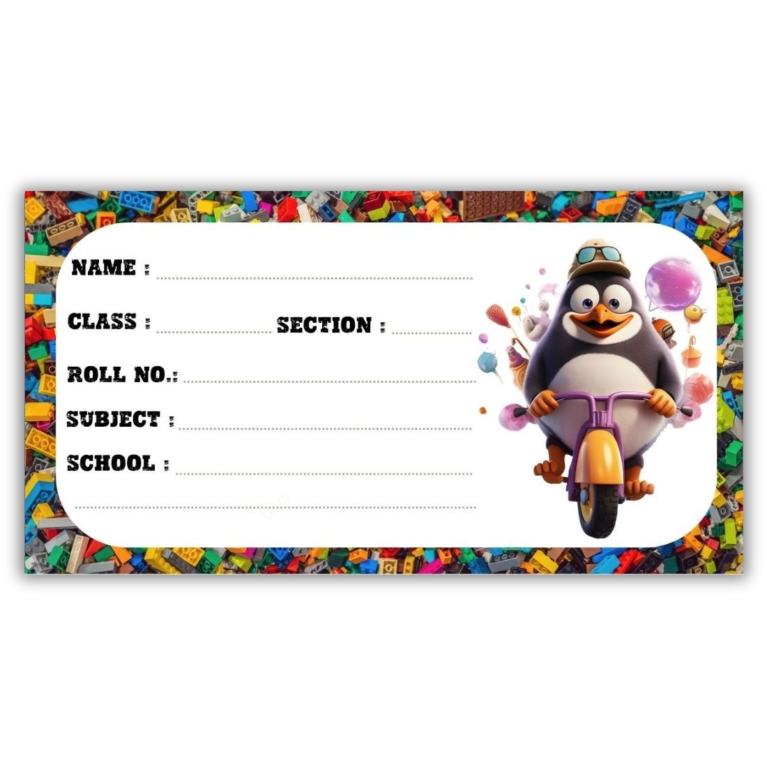 Kids Name Slips Cartoon Printed - Pack of 36 - Self Fill in