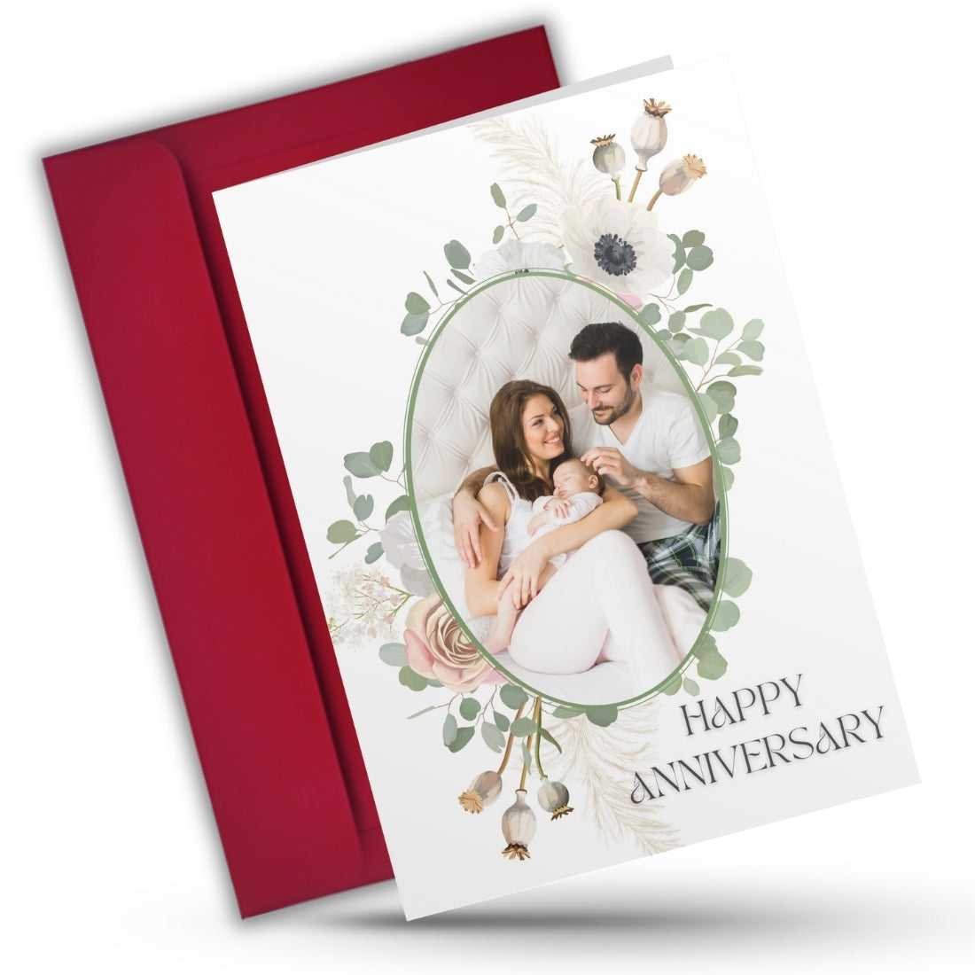 Customised Wedding Anniversary Greeting Card with Photos | Preprinted Inside Message