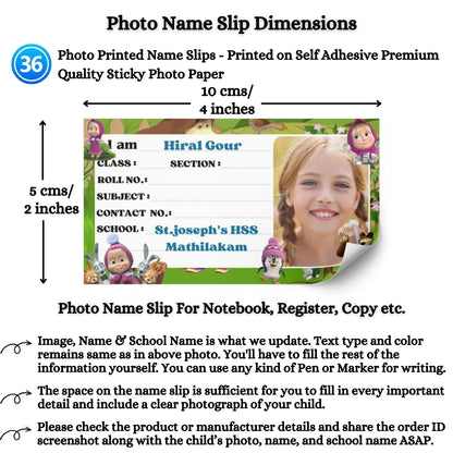 Kids Photo Name Slips Pack of 36