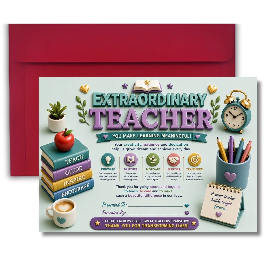 Best Teacher Certificate – A4 Teacher Appreciation Award Certificate for Teachers | Premium Printed Thank You Gift