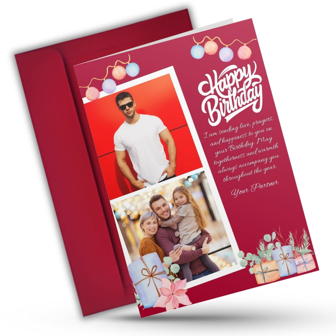 Birthday Greeting Card with Photo for Husband Hubby Boyfirend | Preprinted Inside Message
