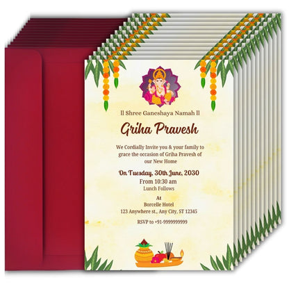 Customized Housewarming Invitation Cards, Pack of 12 Personalized 5.8x8.3 Inch with Premium Red Envelopes