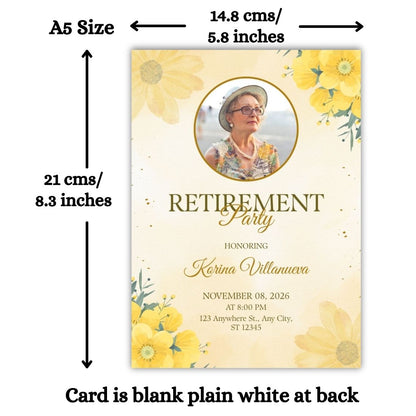 Customised Retirement Farewell Party Invitation Cards with Photo Pack of 12 with Envelopes