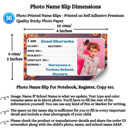 Kids Photo Name Slips Pack of 36