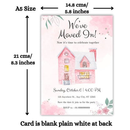 Customized Housewarming Invitation Cards, Pack of 12 Personalized 5.8x8.3 Inch with Premium Red Envelopes