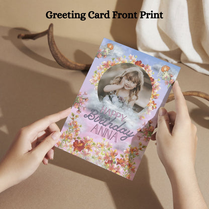 Photo Birthday Greeting Card with Inside Custom Text
