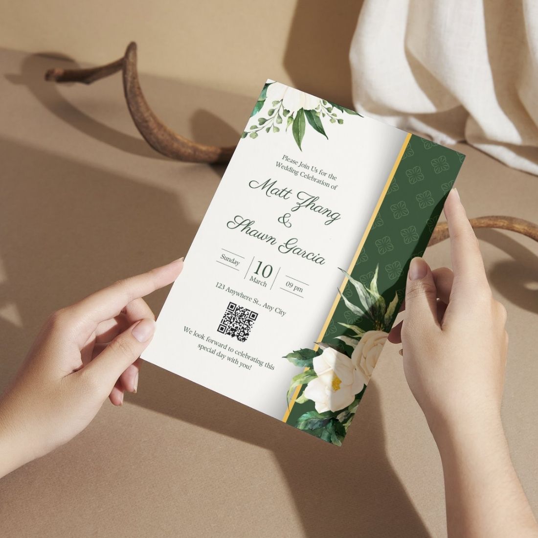 Custom Wedding Invitation Cards with Envelopes | Pack of 12 | One side Printed