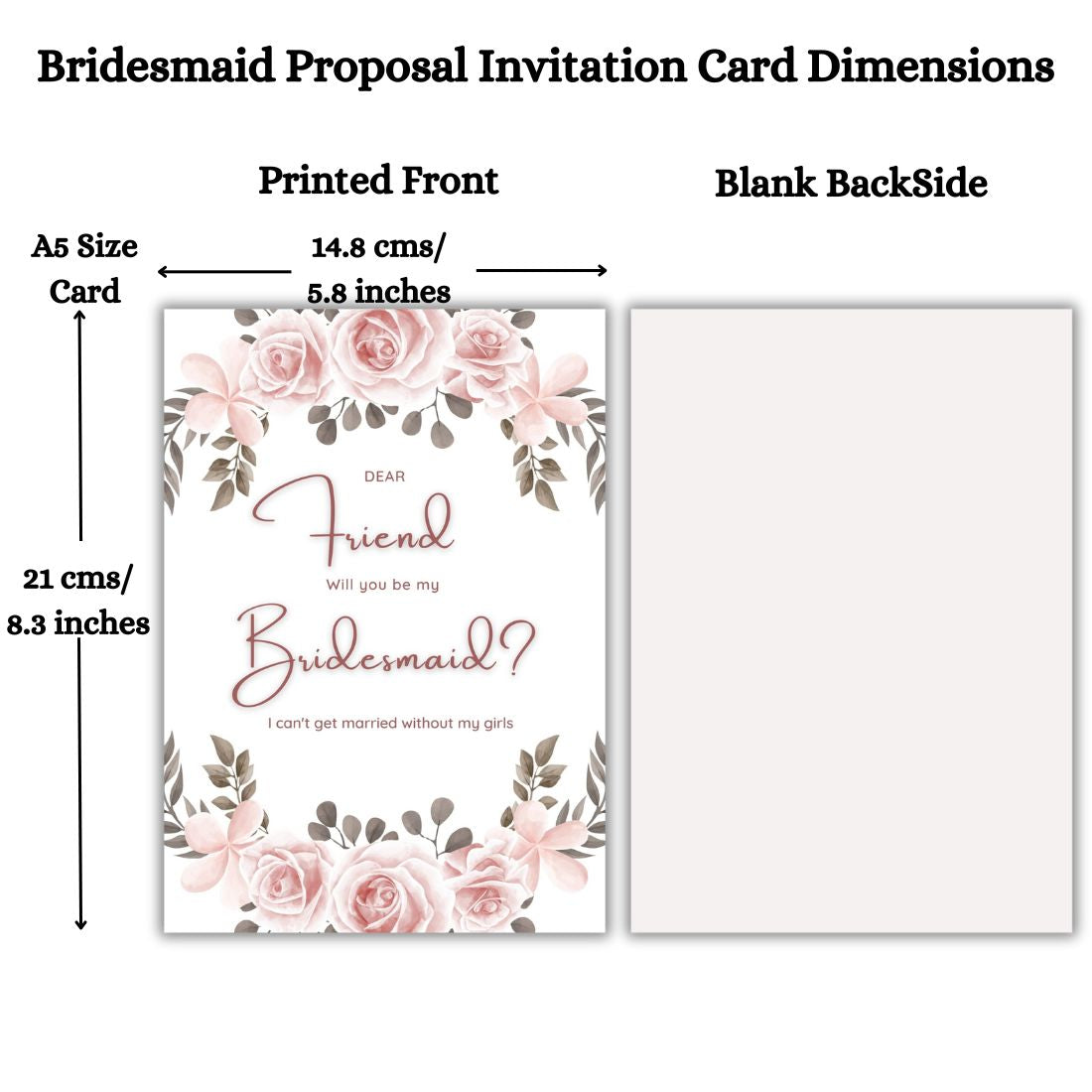 Bridesmaid Proposal Invitation Cards 5.8x8.3inch | Wedding Invite
