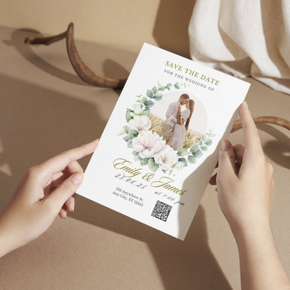 Custom Wedding Invitation Card with Couple Photo | Pack of 12 | One side Printed | Envelopes Included