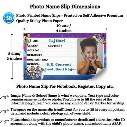 Kids Photo Name Slips Pack of 36