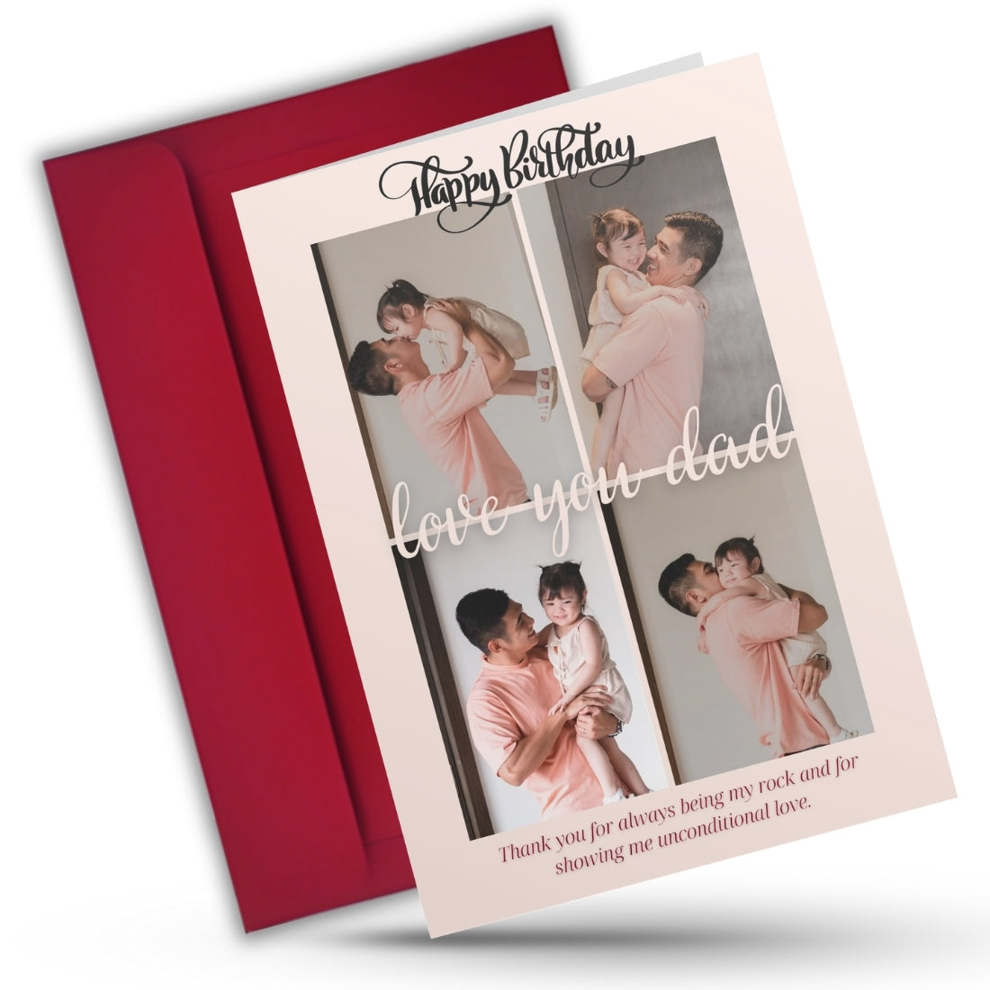 Customised Birthday Greeting Card with Photos for Father | Preprinted Inside Message