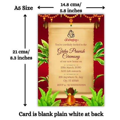 Customized Housewarming Invitation Cards, Pack of 12 Personalized 5.8x8.3 Inch with Premium Red Envelopes