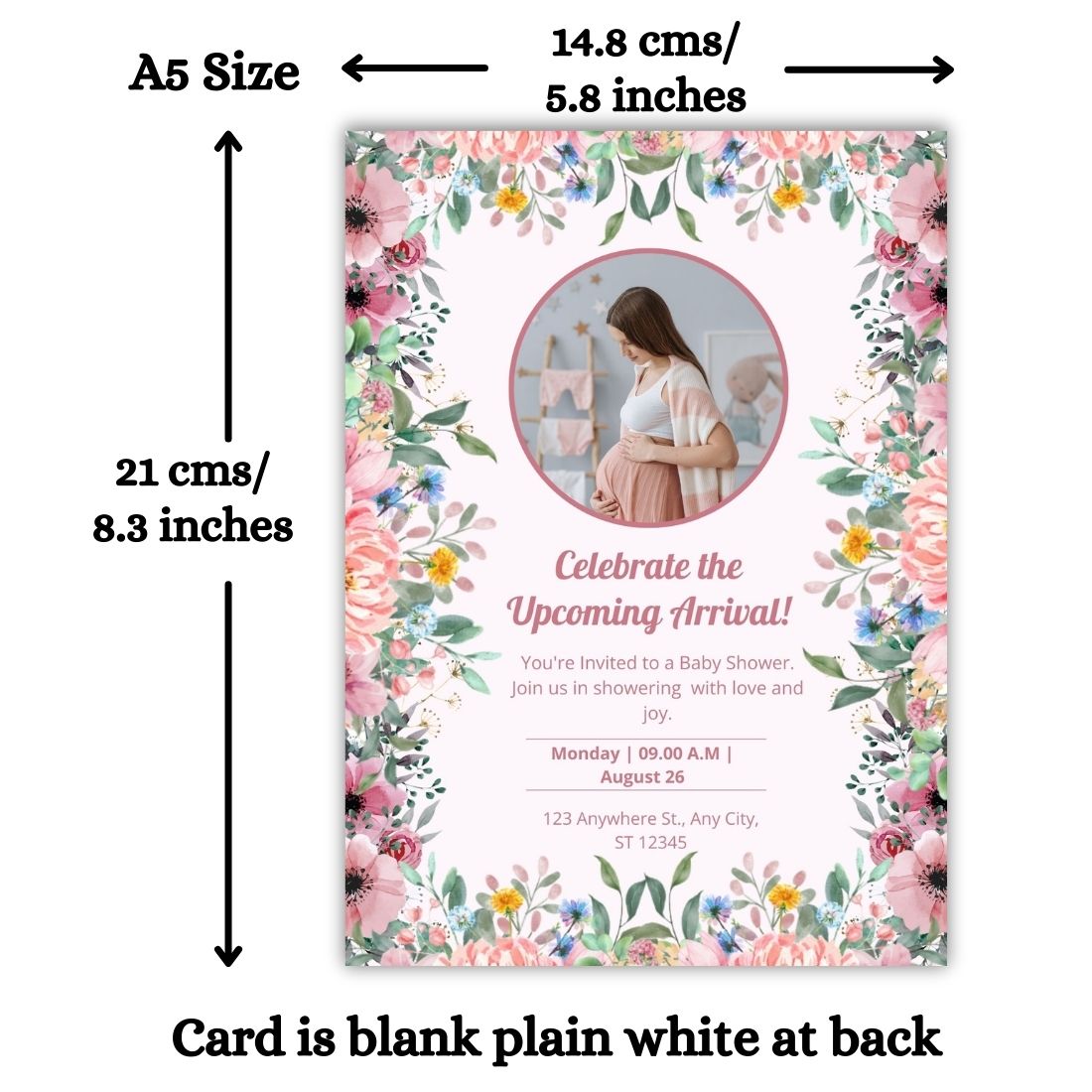 Customised Baby Shower Ceremony Photo Invitation Cards Pack of 12 with Envelopes