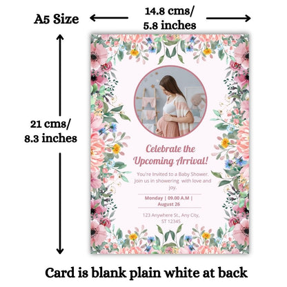 Customised Baby Shower Ceremony Photo Invitation Cards Pack of 12 with Envelopes