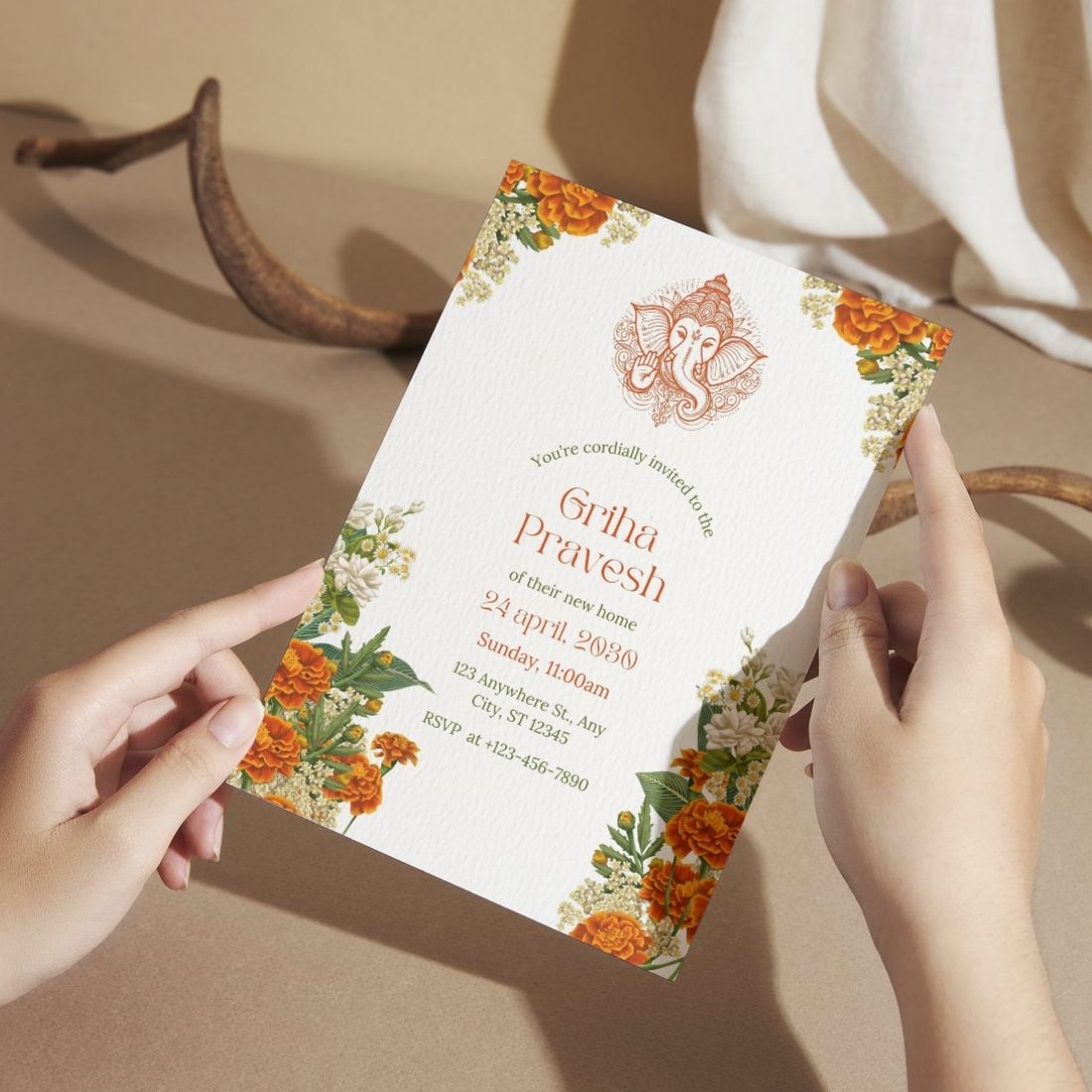 Customized Housewarming Invitation Cards, Pack of 12 Personalized 5.8x8.3 Inch with Premium Red Envelopes