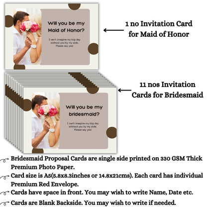 Bridesmaid Proposal Invitation Cards 5.8x8.3inch | Wedding Invite