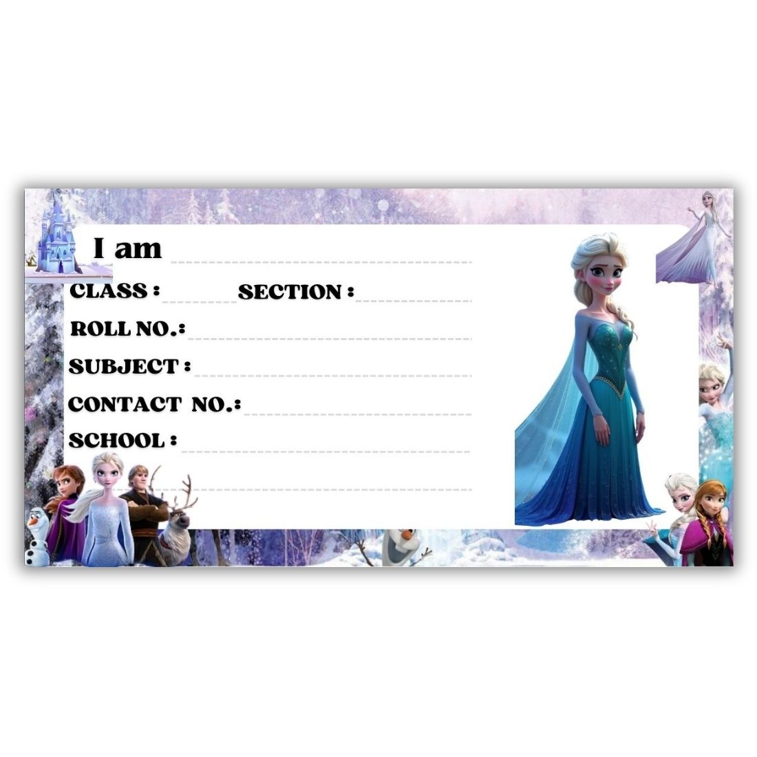Kids Name Slips Cartoon Printed - Pack of 36 - Self Fill in