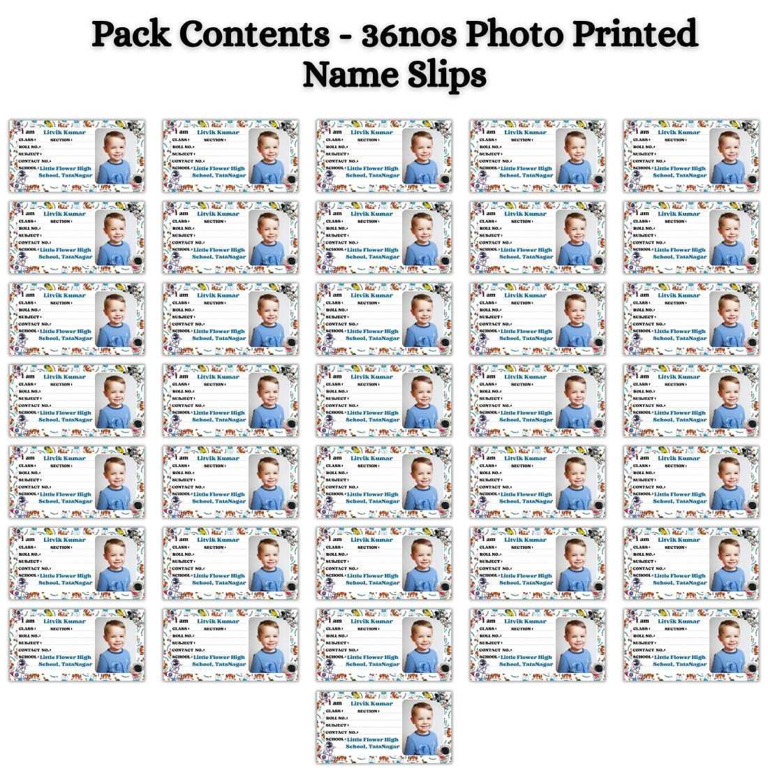 Kids Photo Name Slips Pack of 36