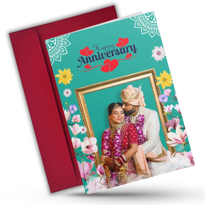 Customised Wedding Anniversary Greeting Card with Photos | Preprinted Inside Message