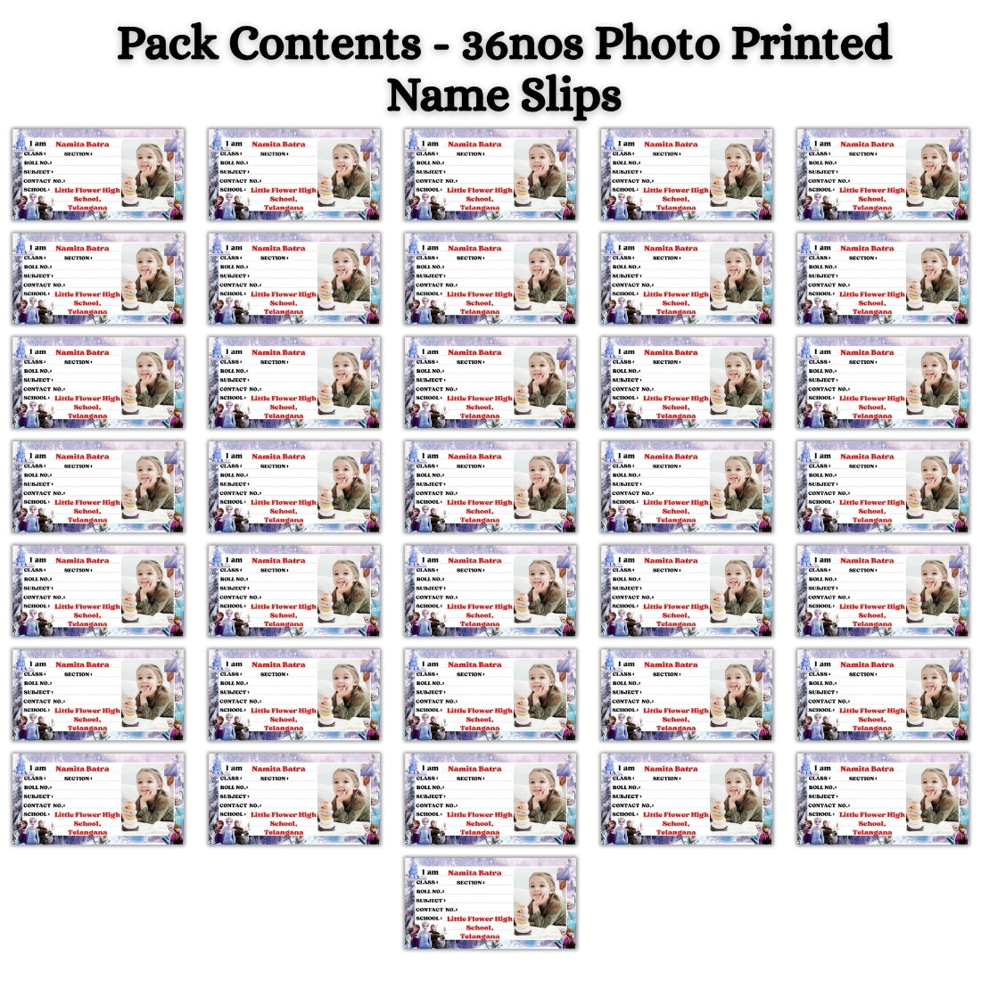 Kids Photo Name Slips Pack of 36