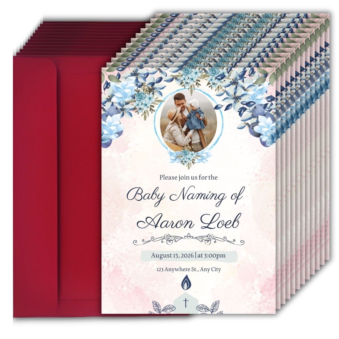 Customised Baby Naming Ceremony Photo Invitation Cards Pack of 12 with Envelopes