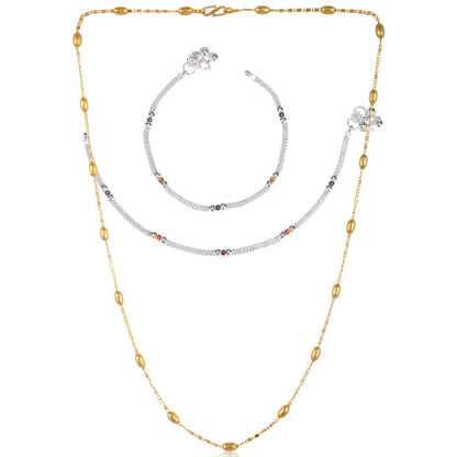 Silver Plated Anklets & 22 inch Gold Plated Chain