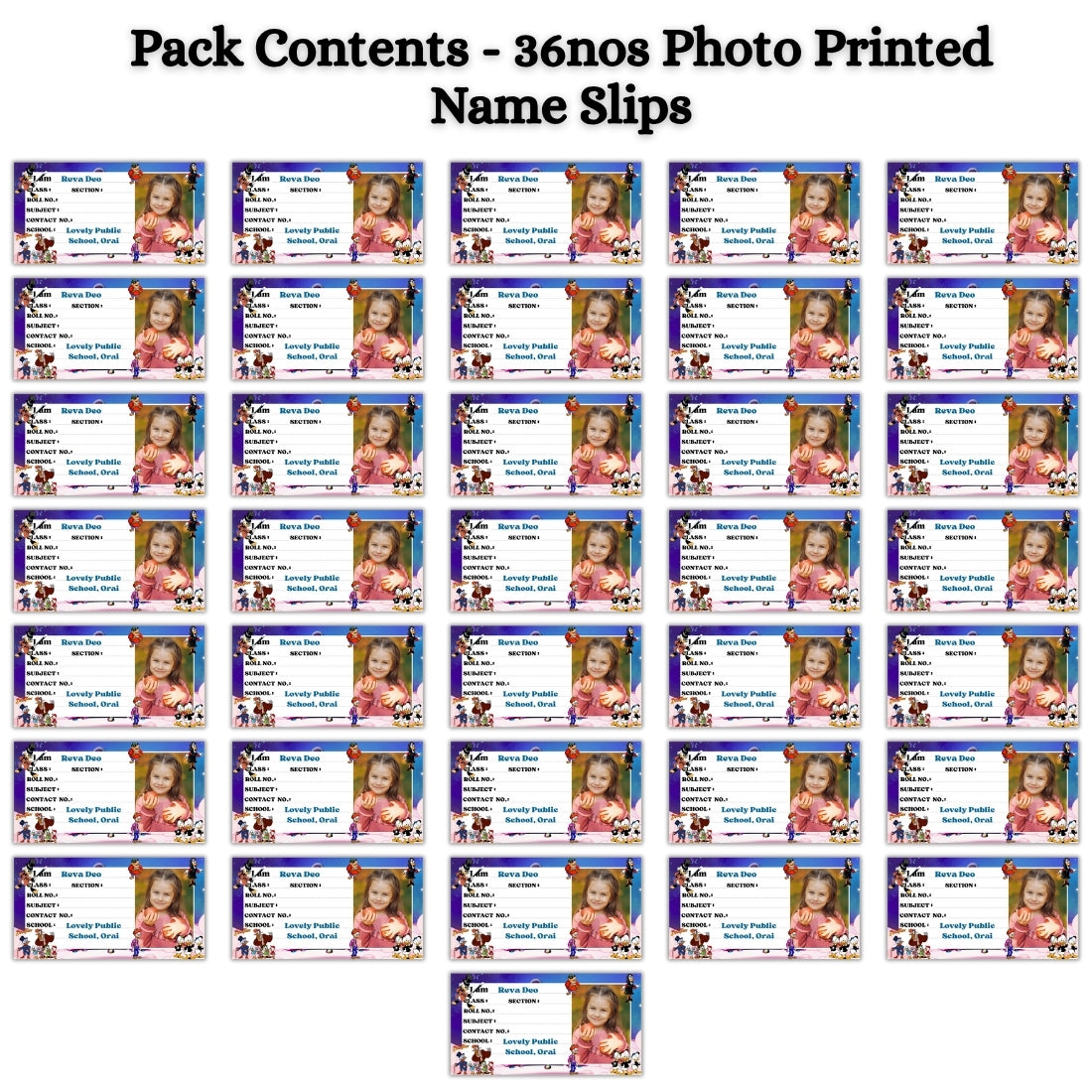 Kids Photo Name Slips Pack of 36