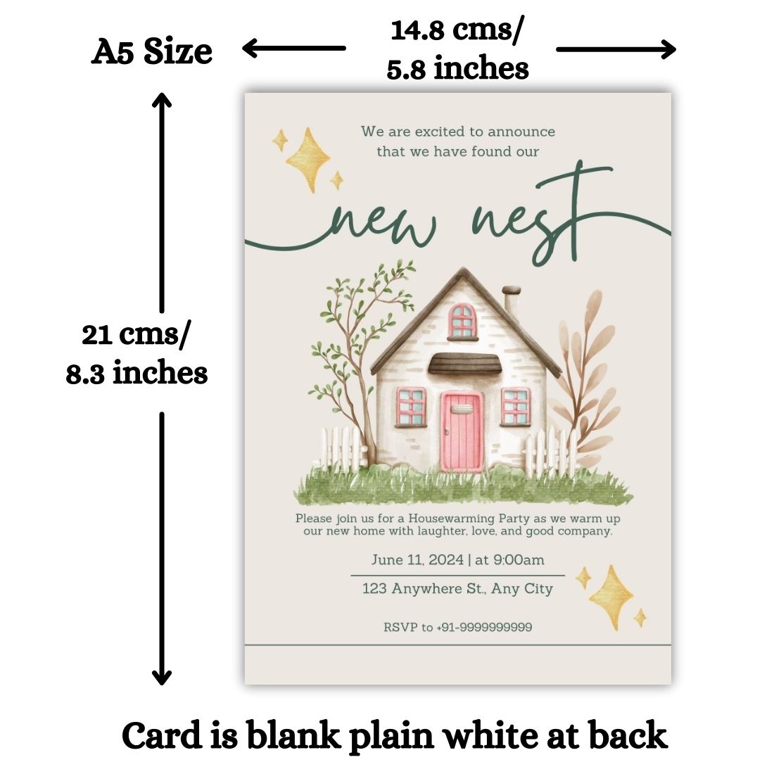Customized Housewarming Invitation Cards, Pack of 12 Personalized 5.8x8.3 Inch with Premium Red Envelopes