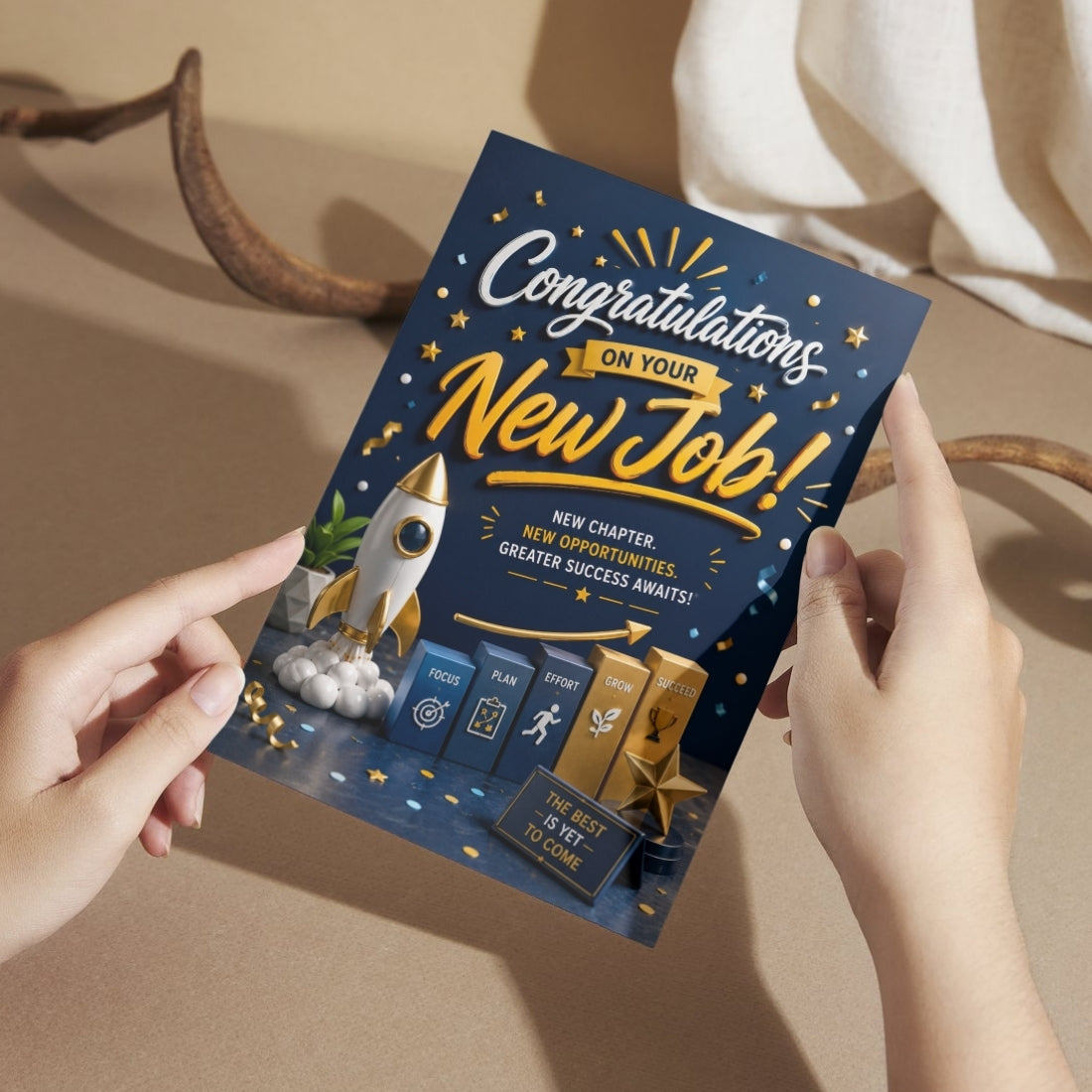Congratulations on New Job Card — Printed Greeting Card, Multiple Sizes, Thick Photo Paper, Motivational Design
