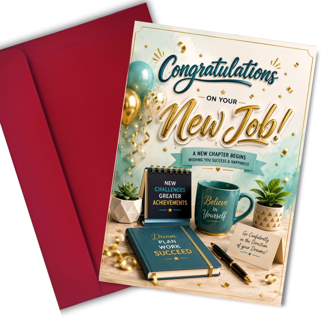 Congratulations on New Job Card — Printed Greeting Card, Multiple Sizes, Thick Photo Paper, Motivational Design