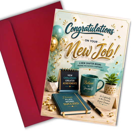 Congratulations on New Job Card — Printed Greeting Card, Multiple Sizes, Thick Photo Paper, Motivational Design