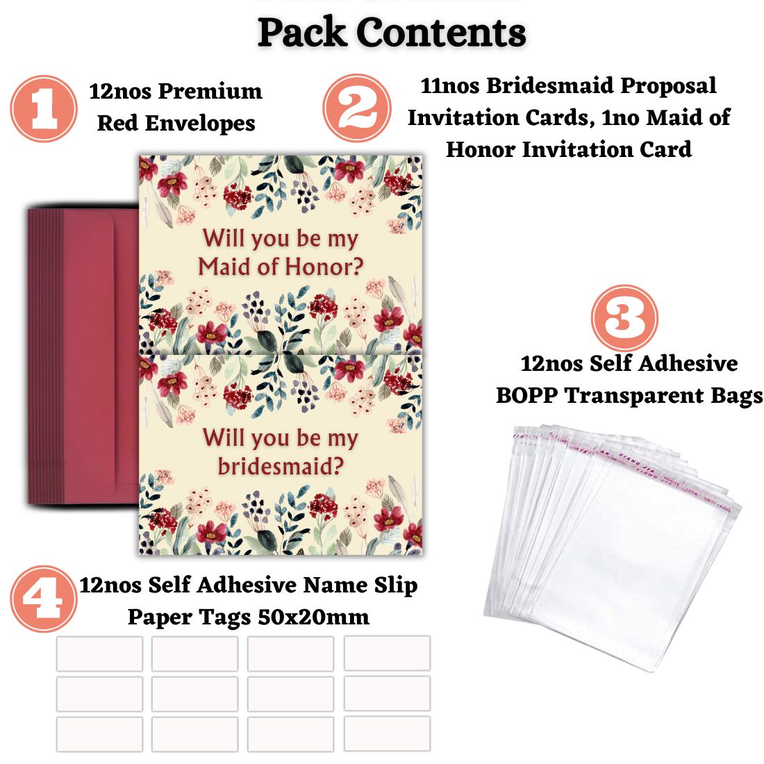 Bridesmaid Proposal Invitation Cards 5.8x8.3inch | Wedding Invite