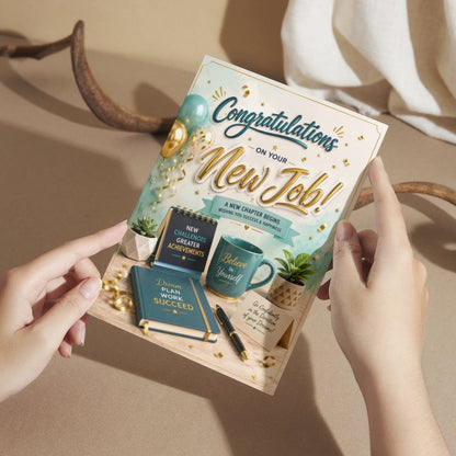 Congratulations on New Job Card — Printed Greeting Card, Multiple Sizes, Thick Photo Paper, Motivational Design