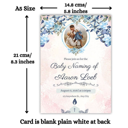 Customised Baby Naming Ceremony Photo Invitation Cards Pack of 12 with Envelopes