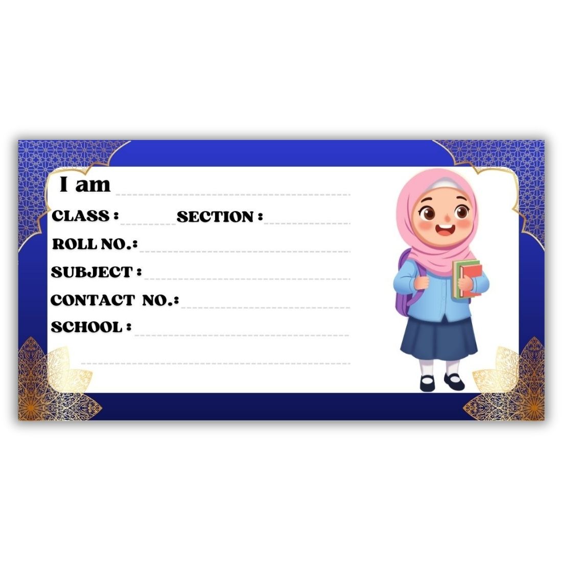 Kids Name Slips Cartoon Printed - Pack of 36 - Self Fill in