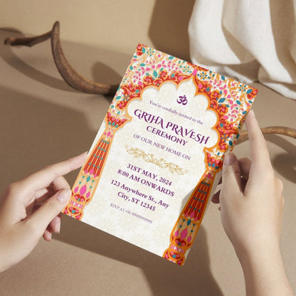 Customized Housewarming Invitation Cards, Pack of 12 Personalized 5.8x8.3 Inch with Premium Red Envelopes