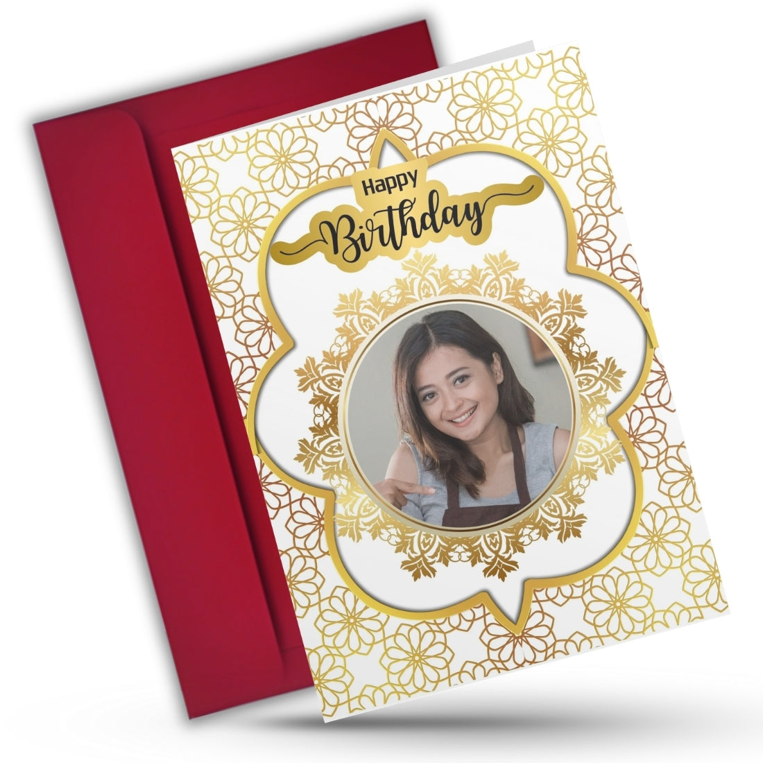Birthday Greeting Card with Photo for Wife Girlfriend | Preprinted Inside Message