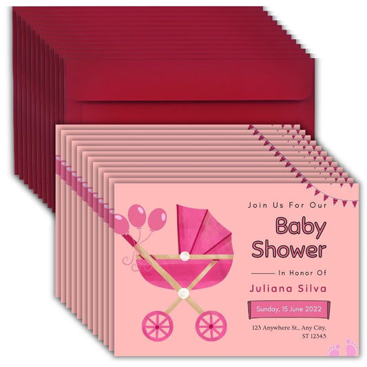 Customised Baby Shower Ceremony Invitation Cards Pack of 12 with Envelopes
