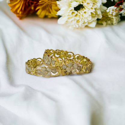 Gold Plated AD Kada Bangles Pair
