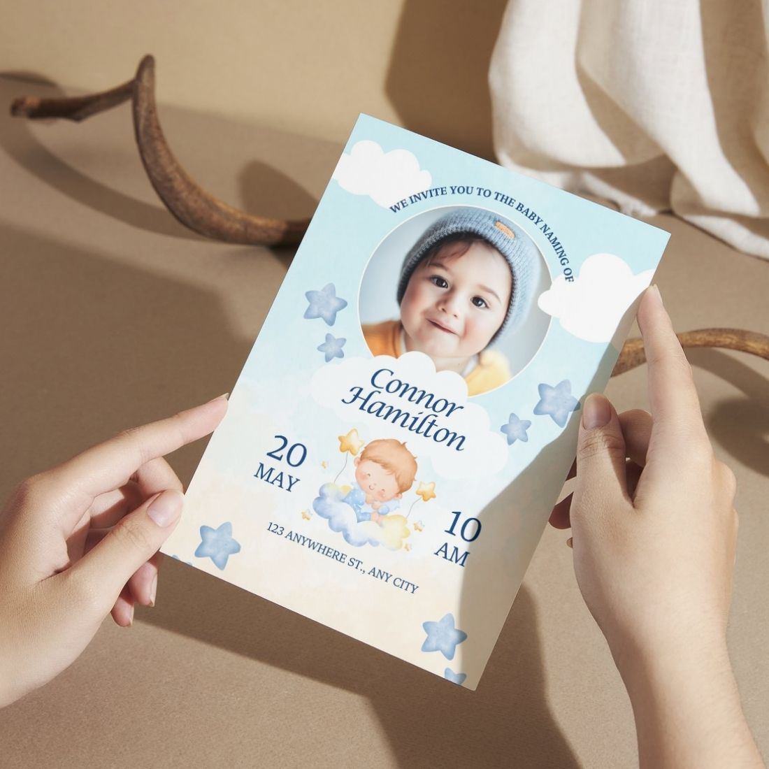 Customised Baby Naming Ceremony Photo Invitation Cards Pack of 12 with Envelopes