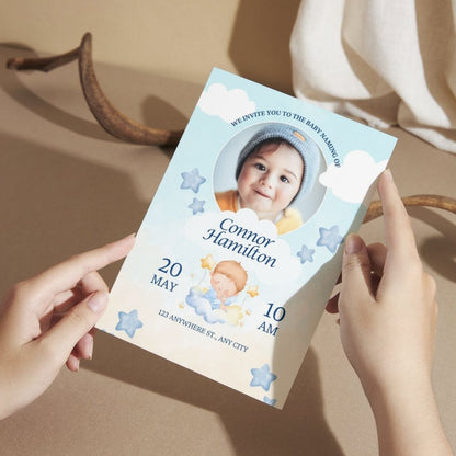 Customised Baby Naming Ceremony Photo Invitation Cards Pack of 12 with Envelopes