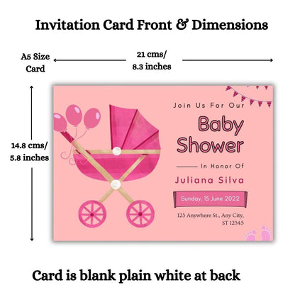 Customised Baby Shower Ceremony Invitation Cards Pack of 12 with Envelopes