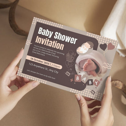 Customised Baby Shower Ceremony Invitation Cards Pack of 12 with Envelopes