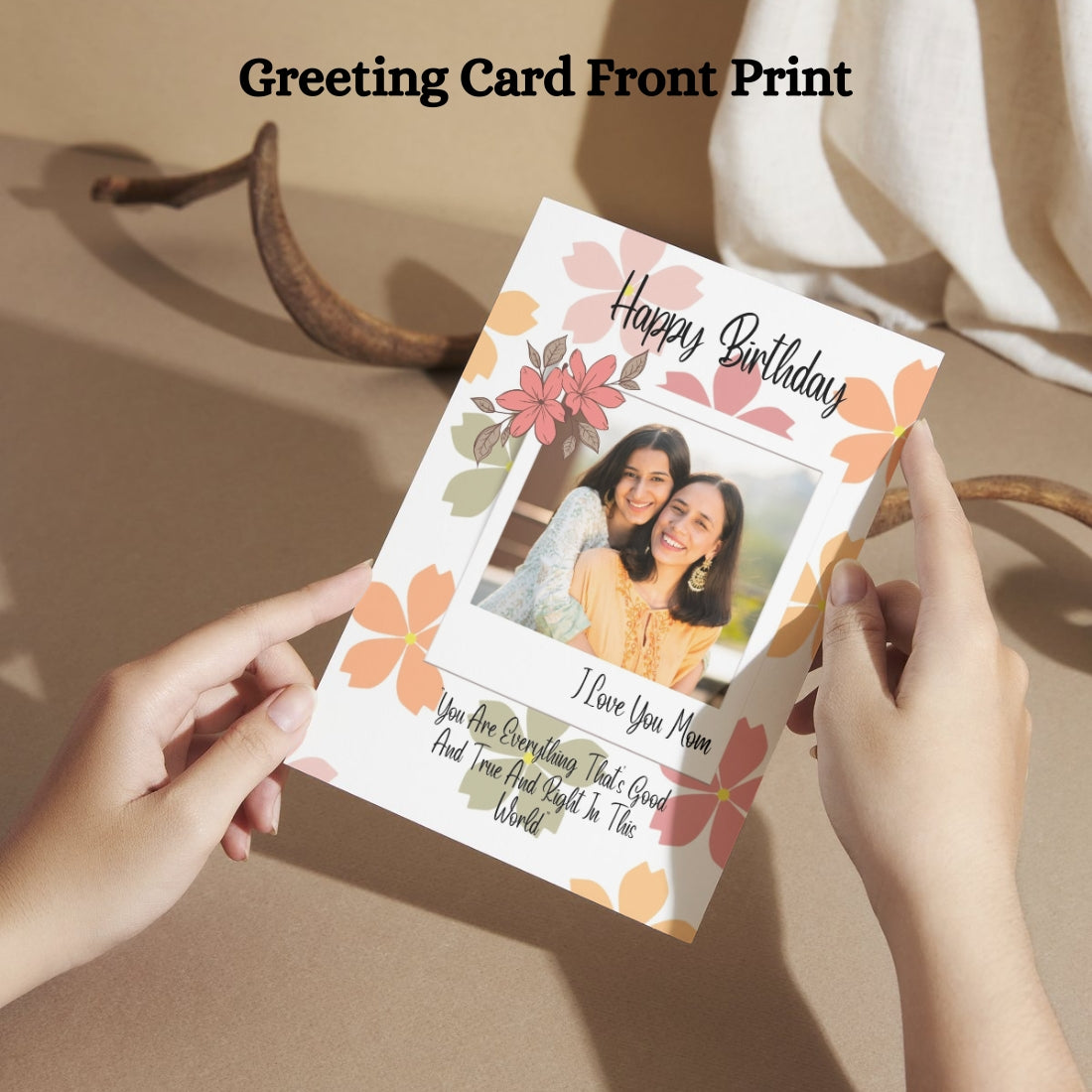 Photo Birthday Greeting Card with Inside Custom Text