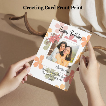 Photo Birthday Greeting Card with Inside Custom Text