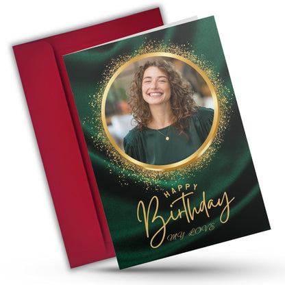 Birthday Greeting Card with Photo for Wife Girlfriend | Preprinted Inside Message