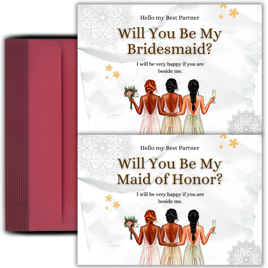 Bridesmaid Proposal Invitation Cards 5.8x8.3inch | Wedding Invite