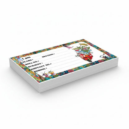 Kids Name Slips Cartoon Printed - Pack of 36 - Self Fill in