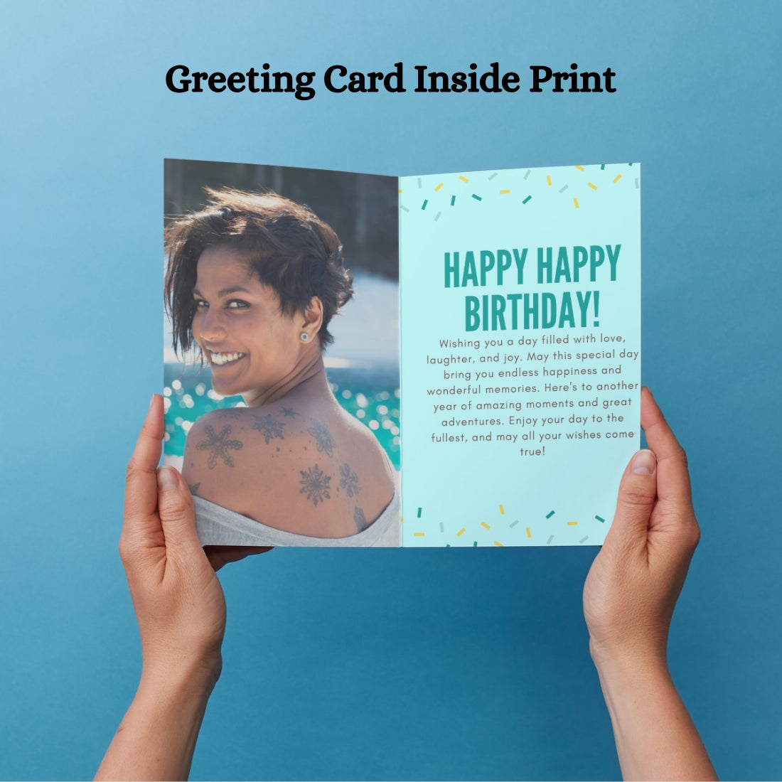 Photo Birthday Greeting Card with Inside Custom Text